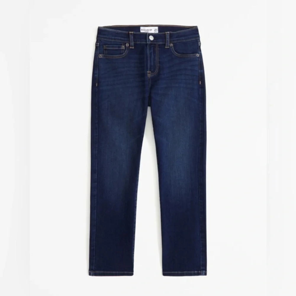 Abercrombie Kids Boys Dark Wash Straight Jeans Size 7/8 Regular Stretch Denim